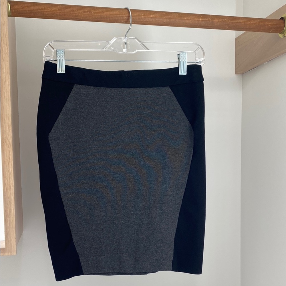 LOFT Gray and Black Mini Pencil Skirt